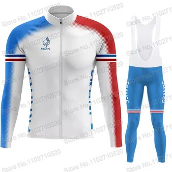 Fransa Milli Takımı 2023 Bisiklet Jersey Seti Uzun Kollu Retro Bisiklet Fransız Giyim Yol Yarışı motorcu ceketi Takım Elbise MTB Maillot
