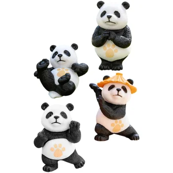 Gadpiparty Mini Panda Heykelcik Sevimli Panda Bebek Kung Fu Pvc Panda Heykeli Peri Bahçe Hayvanlar saksılar Bonsai Zanaat Kek Topper