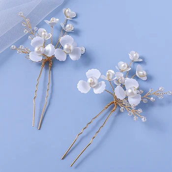 Gelin Firkete El Yapımı Kristal saç tokası Beyaz Çiçek Şapkalar Düğün Aksesuarları Nedime Headdress kadın Hediye Takı