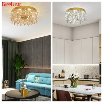 GreeLustr Modern LED Tavan Lambası Altın Lüks Kristal Lamba Mutfak Armatürü Parlaklık Armatür Oturma Yemek Odası İçin Ev Aletleri