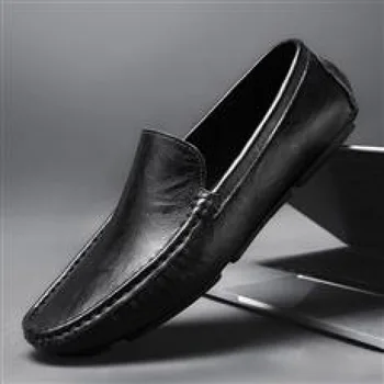 Hakiki Deri Doug Ayakkabı erkek Sonbahar 2023 Yeni Moda Yumuşak Alt Yumuşak Yüzey Slip-on Tembel Sürüş Rahat deri ayakkabı