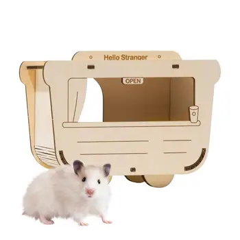 Hamster Çiğneme Saklanma Yerleri Hamster Dinlenme Ahşap Saklanma Yeri Boyasız Kulübe Kapalı Hamster Oyuncakları Oyun Odası Oturma Odası Balkon