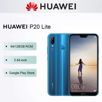 Huawei P20 Lite Smartphone Android Küresel ROM Google Oyun Mağaza 5.84 inç 4 GB RAM 128 GB ROM Cep telefonları 4G Ağ 16MP + 24MP
