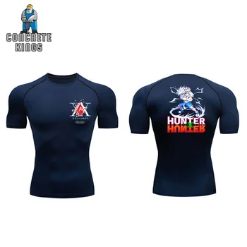 Hunter X Hunter Anime Sıkıştırma Gömlek Erkekler Hızlı Kuru Vücut Geliştirme Kas Gömlek Spor Salonu Spor Spor Atletik T-shirt Tees En