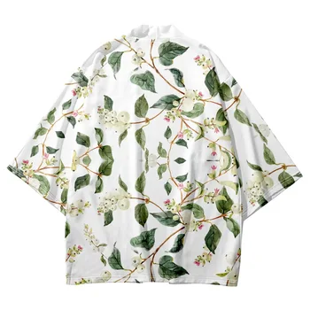 Hırka Kadın Erkek Harajuku Haori Kimono Cosplay gömlekler Yukata Tao Elbise Bitki Çiçek 6XL 5XL 4XL Gevşek Japon Streetwear