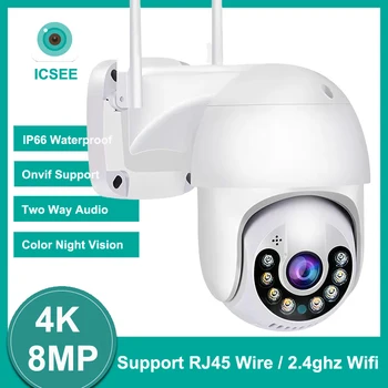 ICSEE 4K 8MP Wifi PTZ Kamera 5MP H. 265 Kablosuz Gözetim CCTV 1080P Otomatik İzleme Renkli Gece Görüş Onvif Güvenlik Kamera