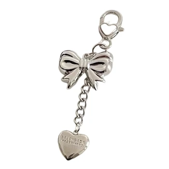 Ilmek Kalp Anahtarlık Kolye Gümüş Kelebek Düğüm Anahtarlık Moda Yaylar Süs Telefonları için Araba Anahtarları Çanta