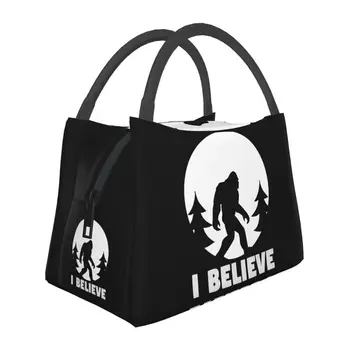 Inanıyorum Bigfoot Sasquatch Yeti Komik Termal Yalıtımlı Öğle Yemeği Çantaları Taşınabilir yemek taşıma çantası Piknik için Çok Fonksiyonlu Yemek yiyecek kutusu