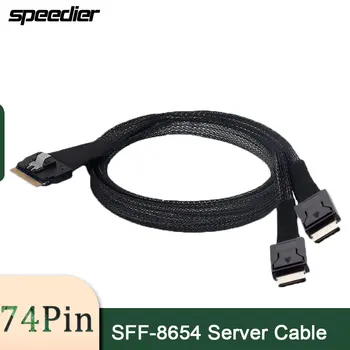 Ince SAS SFF-8654 8i To Oculink SFF-8611 4i X 2 Kablo 16-24Gbps Sunucu PCI-Express Yükseltici Kartı