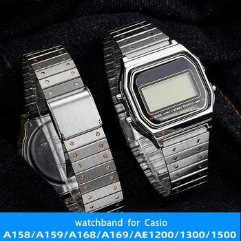 Ince çelik watchband CASİO çelik bileklik A158 / A159 / A168 / A169 / B650 / AQ230 / 700 küçük altın izle serisi 18mm Bileklik