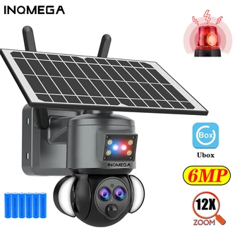 INQMEGA 6MP 12X PTZ Kamera Açık İki Yönlü Ses 4G Kamera Güvenlik Kamera Ev Uzatma Kablosu ile Güneş Enerjili Kamera Çiftlik için