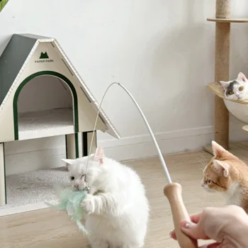 Interaktif Kedi Oyuncak Komik Simülasyon Renk Tüy Çan Kedi Sopa Oyuncak Gerilebilir Yavru Teaser Değnek Oyuncaklar Pet Kedi Malzemeleri