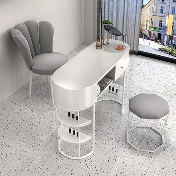 Iskandinav Basit Tırnak Masası Modern Metal Minimalist Beyaz manikür masası Tasarım Özel Mesa Manicura salon mobilyası YX50ZJ