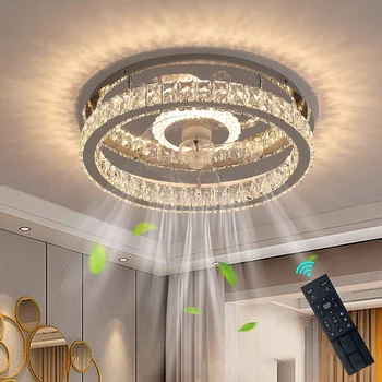 Iskandinav Lüks Kristal fan lambası Yatak Odasında Entegre Dilsiz Yeni Görünmez Tavan Lambası fan lambası Tavan Lambası