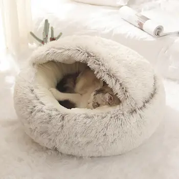 Iyi görünümlü Pet Mağara Sevimli Soğuk dayanıklı Küçük Köpek Yavru Kedi Evi Yuva Yuvarlak Düz Renk Pet Yatak Pet Malzemeleri
