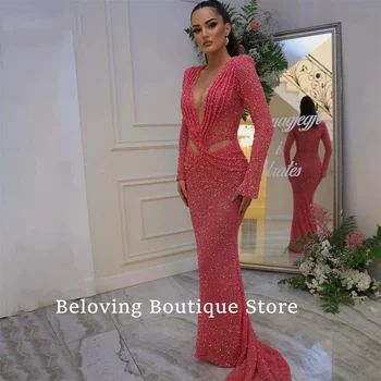Işık Mercan Glitter Mermaid Abiye Derin V Yaka Cut Out Sparkly Balo Elbise Sequins Bodycon Ara Sıra Parti Törenlerinde