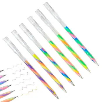 Işıltı Jel Kalemler 6 adet 1.2 mm Güzel İpucu Gökkuşağı Degrade Kalemler Boyama İçin Geri Çekilebilir Waterolor Kalemler Vurgulamak İçin İşaretleyiciler Üzerinde