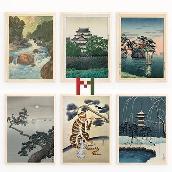 Japon Vintage Manzara Güzel Sanatlar Boyalar Poster Vintage Japon Duvar sanat dekoru modern ev oda duvar dekorasyonu Ukiyoe Dekor