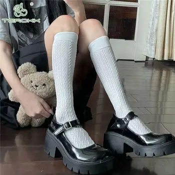 Japonya Tarzı Lise Öğrencisi Uzun Çorap Katı Siyah Beyaz Yaz İnce uzun tüp Çorap Kadın JK Öğrenci diz üstü çorap Yeni