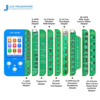 JC V1SE (8 kart) telefon için tam set 7 8 X XS MAX 11 12 13 Serisi hassas Orijinal Renkli Dokunmatik Parmak İzi Pil Titreşim