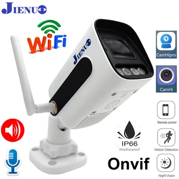 JIENUO 5MP Wifi Kamera IP 128G Açık Su Geçirmez Kablosuz Gece Görüş 32G 64G Güvenlik Gözetim 1080P Onvif Ev Kamera CamHi