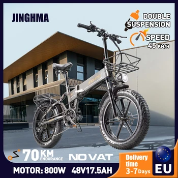 JINGHMA R7 Elektrikli Bisiklet 800 W 48V35AH Alaşım Aldult Katlanır Ebikes Taşınabilir Şehir Yol 20 İnç 4,0 Yağ Lastikler Bisiklet Dağ MTB