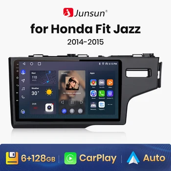 Junsun V1 AI Ses Kablosuz CarPlay Android otomobil radyosu HONDA FİT CAZ 2014 2015 için 4G Araba Multimedya GPS 2din autoradio