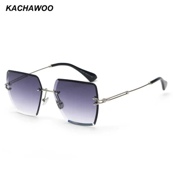 Kachawoo çerçevesiz güneş gözlüğü kadın 2018 metal çerçeve üstün kalite yeşil kahverengi kare güneş gözlüğü ıçin kadın yaz 2018 UV400