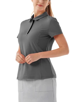 Kadın Kısa Kollu Polo golf gömlekleri Hızlı Kuru 50 + UV Koruma Hafif tenis tişörtü Üstleri Rahat Moda Bayan T-Shirt Spor
