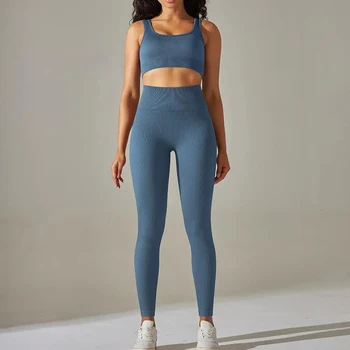 Kadın Spor Salonu spor takımları Seti Yoga Setleri Kaldırma Atletik fitness pantolonları Tayt Sutyen Elbise Dikişsiz Spor Spor Aktif