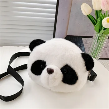 Kadınlar Sevimli Karikatür 3D Peluş Panda Crossbody Çanta Kadın Kış Sıcak Kabarık askılı çanta Cep Telefonu Kılıfı Bayanlar Seyahat Çantaları