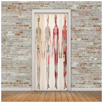 Kafatası İnsan İskeleti Kapı Sticker Cadılar Bayramı Duvar Kağıdı Çıkartması Su Geçirmez Kendinden yapışkanlı Ölü Duvar Ev yatak odası dekoru