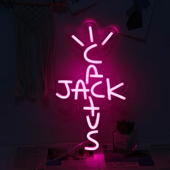 Kaktüs Jack Pembe LED Neon Burcu Kısılabilir Sanat Duvar ışık dekorasyonu Ev Oyun Odası için Ofis Bar Noel Partisi Hediye