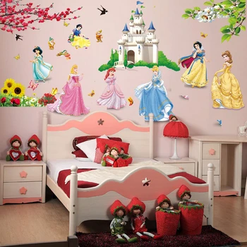 Kar Beyaz Prenses Kale Duvar Sticker Kız Odası Yatak Odası Ev Dekor Dıy Karikatür Film Pvc Duvar Sanatı Çocuk Duvar Çıkartması