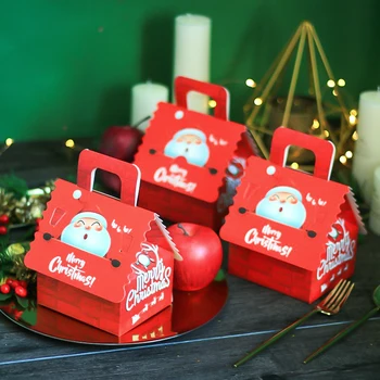 Karikatür Merry Christmas Kolu Kutusu Apple Şeker Çerez Nugatları Hediye Paketleme kağit kutu Noel Yeni Yıl Partisi Çocuklar Favor Dekor