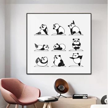 Karikatür Posteri Sevimli Panda duvar tablosu Tuval Sanat Posterler Ve Baskılar Hayvan Resimleri Için Oturma Odası Ev Dekor Cuadros