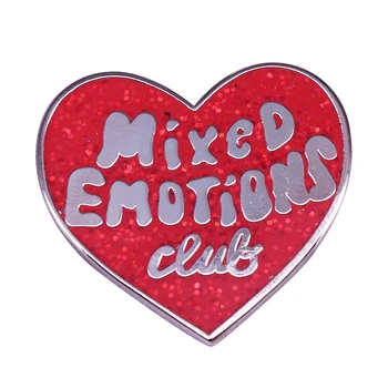 Karışık duygular kulübü glitter yaka pin gösteriş ruh hali komik Geek yetenek ek