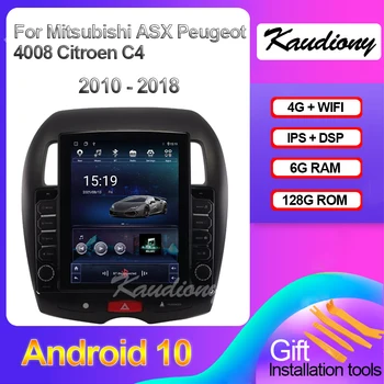 Kaudıony Tesla Tarzı Android 10.0 Peugeot 4008 İçin Mitsubishi ASX araç DVD oynatıcı oynatıcı otomobil radyosu GPS Navigasyon 4G Stereo 2010-2018