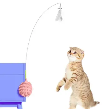 Kedi Değnek Oyuncak Taşınabilir Sevimli Tüy Oyuncak Kullanımlık olta kamışı Oyuncak Çok Fonksiyonlu İnteraktif Oyuncaklar Evcil Hayvanlar için Kedi Teaser Değnek Oyuncak