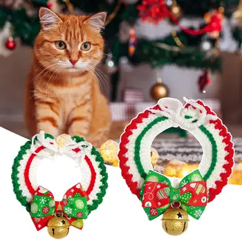 Kedi Yaka Ayarlanabilir Noel Pet Yaka Yay-düğüm Tarzı Pet Kedi Yaka Çan Kolye Dekor