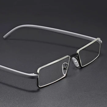 Klasik Metal okuma gözlüğü kadın erkek yarım çerçeve gözlük Anti-mavi mavi ışık engelleme gözlük TR90 Diyoptri + 1.0 İLA + 4.0