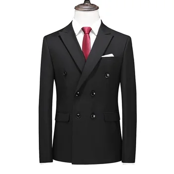 Klasik Siyah Blazers Ceket Büyük Boy 6XL Erkekler Kruvaze resmi kıyafet Mont erkek Slim Fit düğün elbisesi Tops