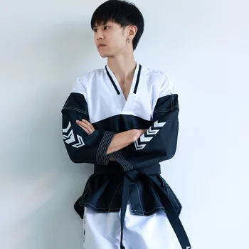 Kore Taekwondo Üniforma V Yaka Dobok Beyaz Üniforma Tekvando MMA Dövüş sanatları Karate Yumuşak Kumaş Nefes