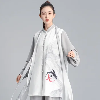Kung Fu Elbise Dövüş Sanatı Üniforma Wushu Giyim Tai Chi Giysileri Unisex Kadınlar Ve Erkekler Kun Usta Üç Adet Set 2023 Yeni Stil