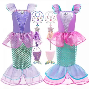 Küçük Denizkızı Kıyafetler Kızlar için Prenses Elbise Cosplay Cadılar Bayramı Kostüm çocuk Elbise çocuk Parti Performansı