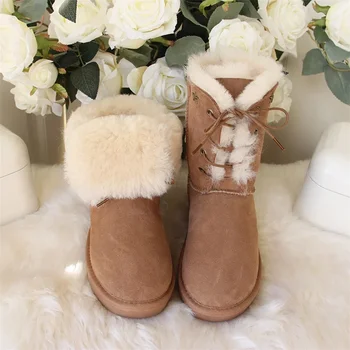 Kış Kadın Kar Botları Ayakkabı Kadın Gerçek Koyun Derisi kadın Hakiki Koyun Derisi Kadın Çizmeler Kadın Ayakkabıları