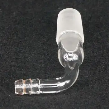Laboratuvar cam eşyaları 90 Derece Viraj Vakum İnert gaz adaptörü ile 19/26 ortak 8mm hortum bağlantısı