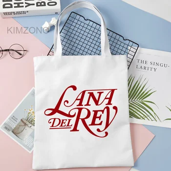 Lana Del Rey Kadın Çantası Kanvas Çanta Büyük Kapasiteli Harajuku alışveriş çantası Hip-Hop Karikatür Kadın omuzdan askili çanta Damla Nakliye