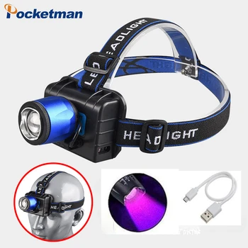 LED Far Sensörü UV ve Beyaz LED Far USB Şarj Edilebilir Akrep Pet İdrar Leke Testi Açık Gece Balıkçılık Meşale