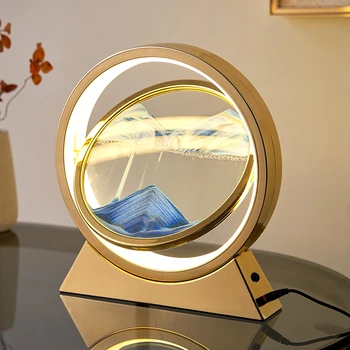 Led ışık Yaratıcı Bataklık Masa Lambası Hareketli Kum sanat resmi 3D Kum Saati Derin Deniz Kum Manzarası yatak odası lambası Ev Dekor için Hediye